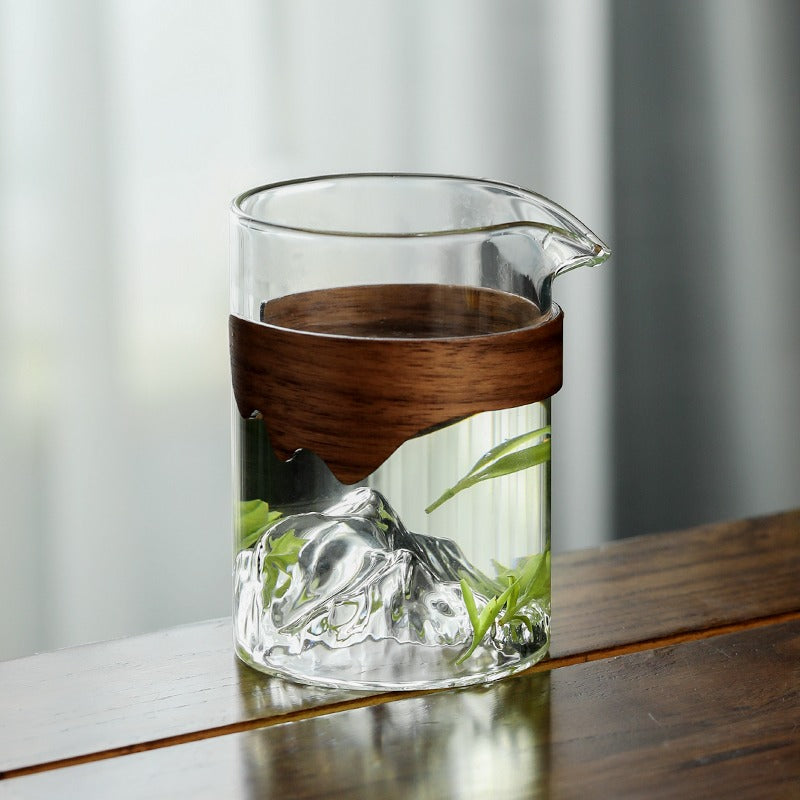 Glass Fair Cup Bamboo Handle – Mountain Design 330ml