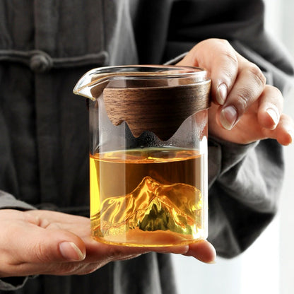 Glass Fair Cup Bamboo Handle – Mountain Design 330ml