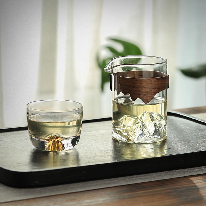 Glass Fair Cup Bamboo Handle – Mountain Design 330ml