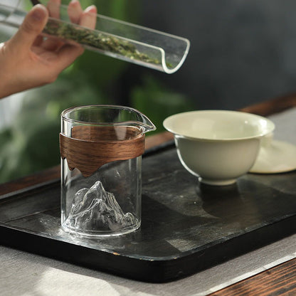 Glass Fair Cup Bamboo Handle – Mountain Design 330ml