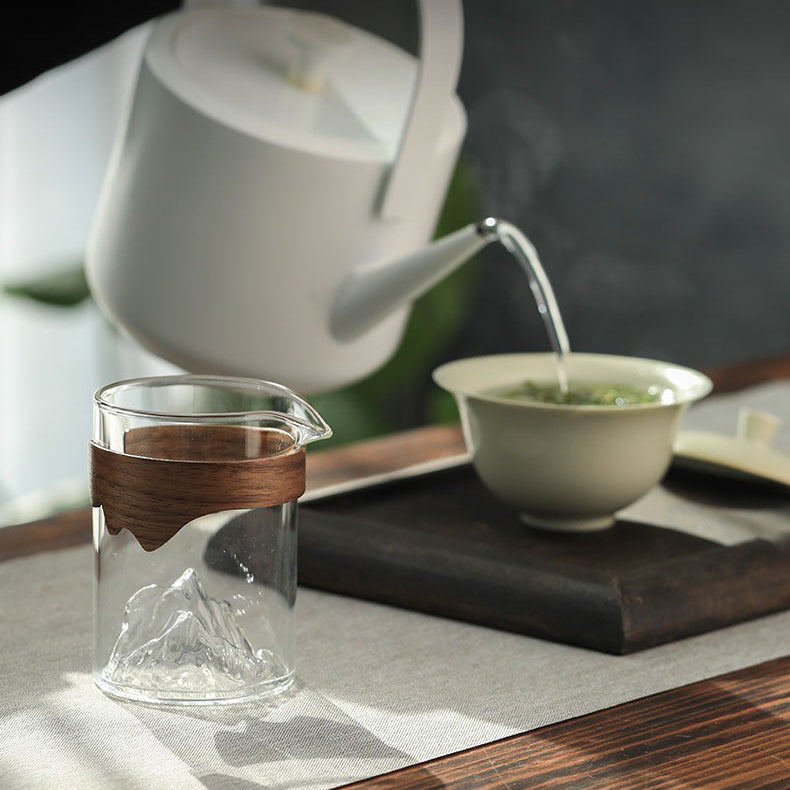 Glass Fair Cup Bamboo Handle – Mountain Design 330ml