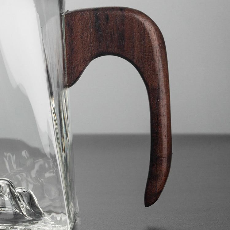Glass Fair Cup with Wooden Handle – Mountain Design 300ml