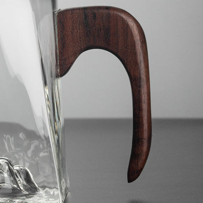 Glass Fair Cup with Wooden Handle – Mountain Design 300ml