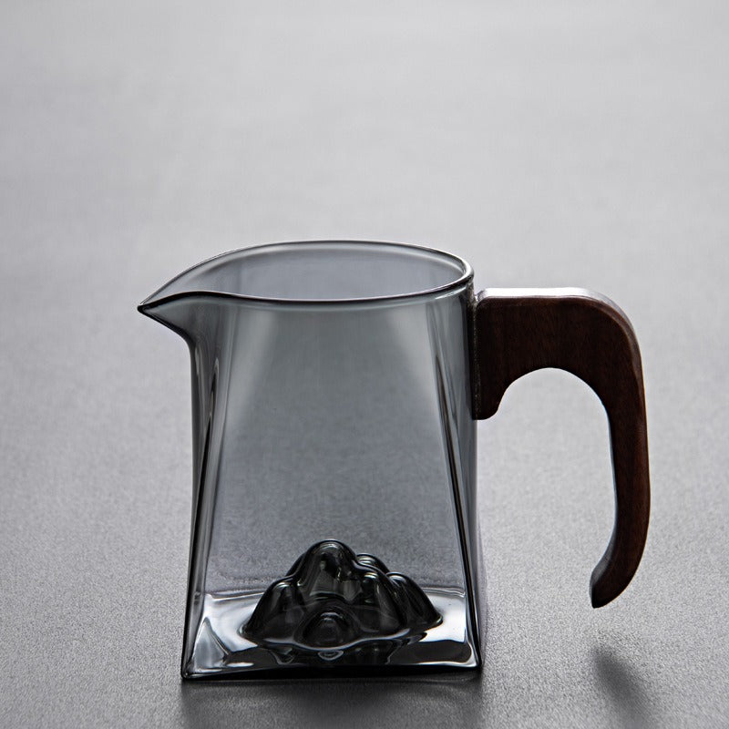 Glass Fair Cup with Wooden Handle – Mountain Design 300ml