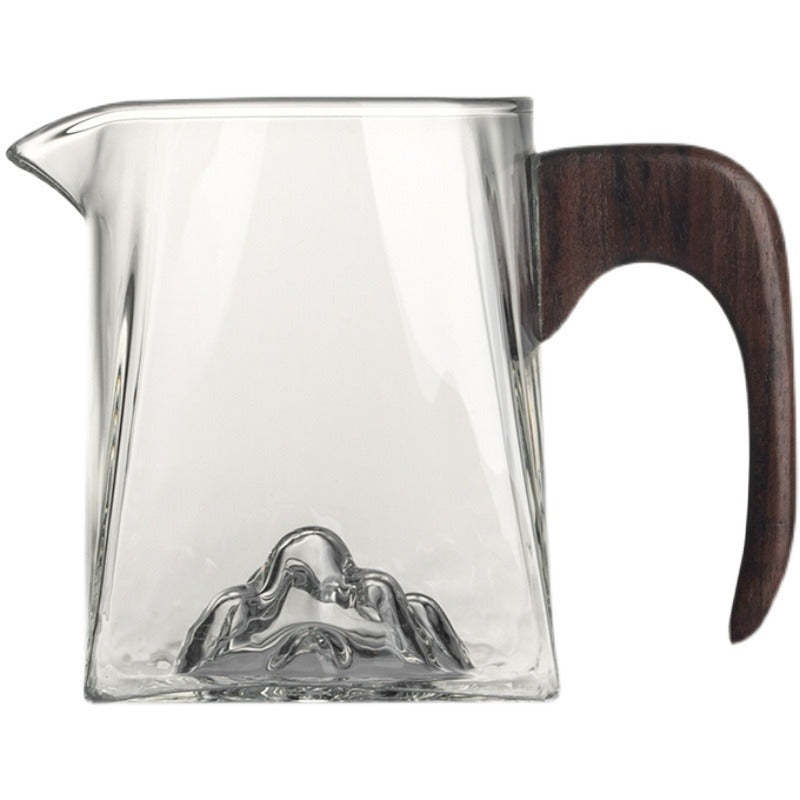Glass Fair Cup with Wooden Handle – Mountain Design 300ml