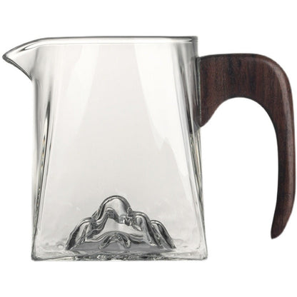 Glass Fair Cup with Wooden Handle – Mountain Design 300ml