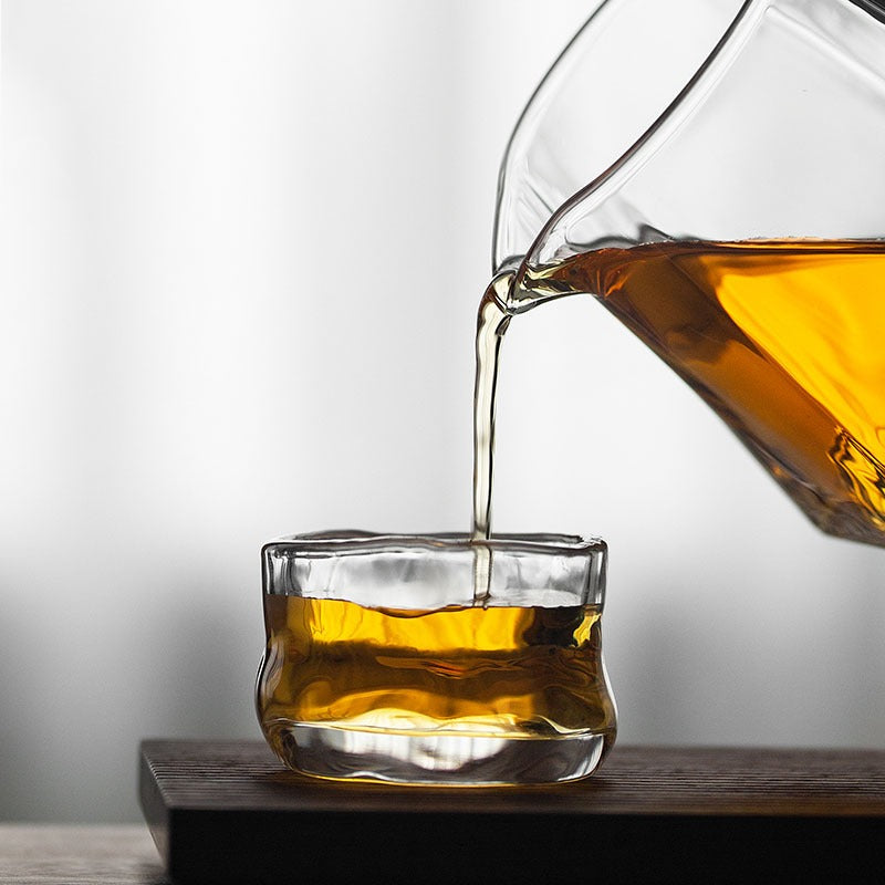 Glass Fair Cup with Wooden Handle – Mountain Design 300ml