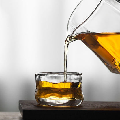 Glass Fair Cup with Wooden Handle – Mountain Design 300ml