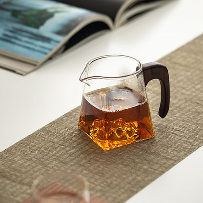 Glass Fair Cup with Wooden Handle – Mountain Design 300ml