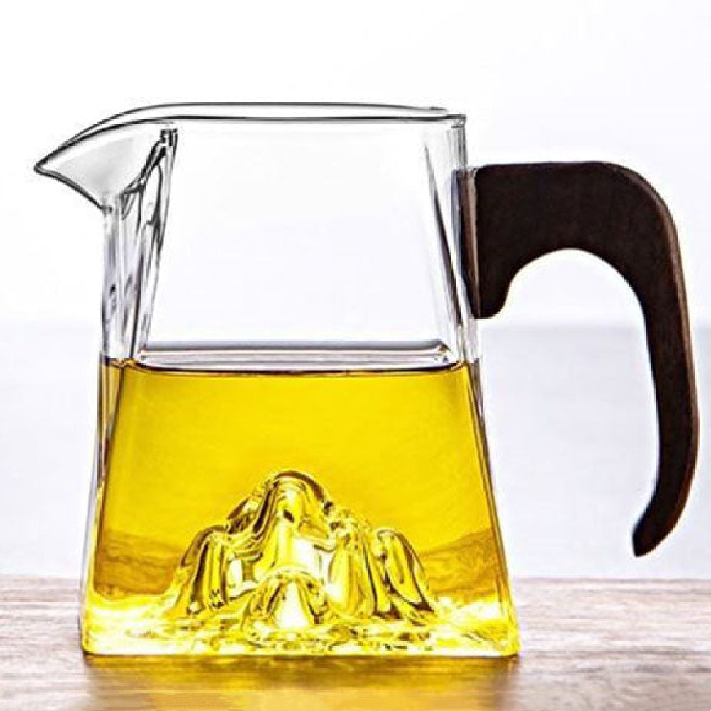 Glass Fair Cup with Wooden Handle – Mountain Design 300ml