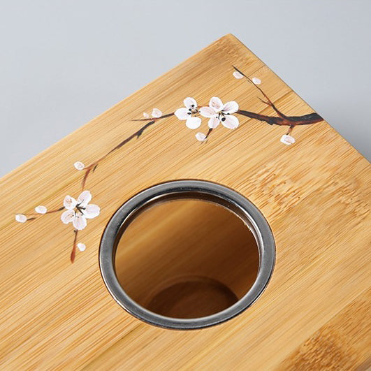 Candle Teapot Warmer Bamboo Plum Blossom Tea Warmer Stand