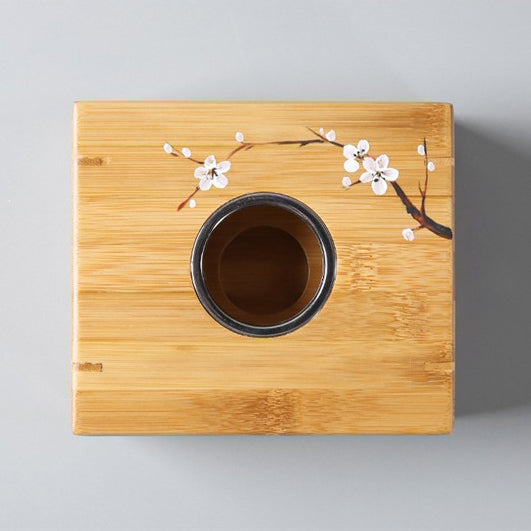 Candle Teapot Warmer Bamboo Plum Blossom Tea Warmer Stand