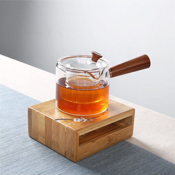 Candle Teapot Warmer Bamboo Plum Blossom Tea Warmer Stand