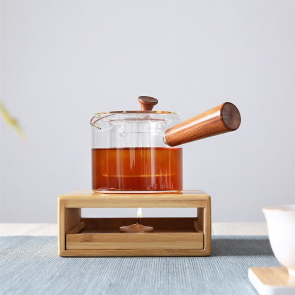 Candle Teapot Warmer Bamboo Plum Blossom Tea Warmer Stand