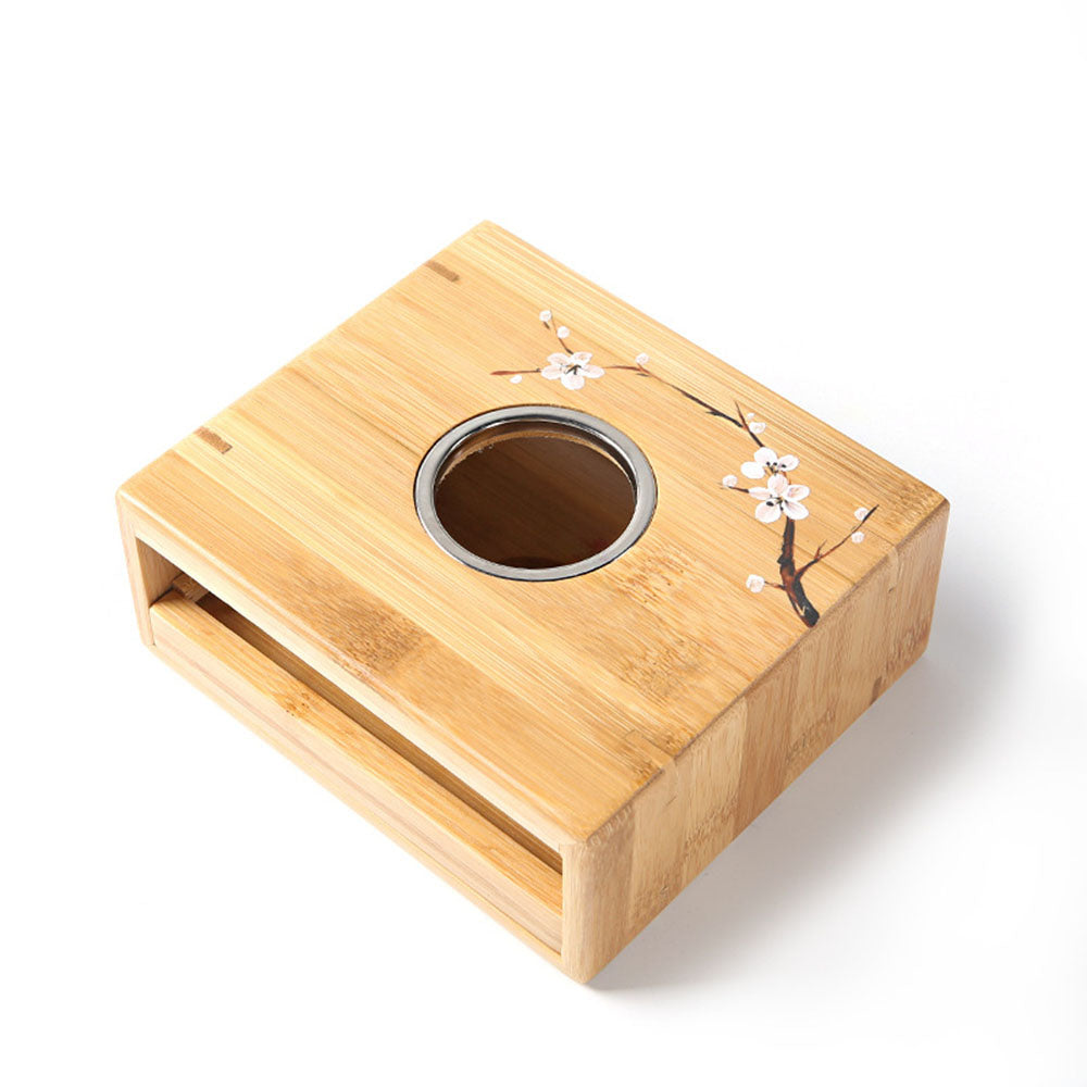 Candle Teapot Warmer Bamboo Plum Blossom Tea Warmer Stand