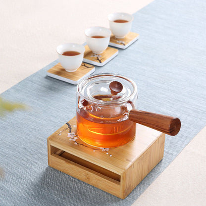 Candle Teapot Warmer Bamboo Plum Blossom Tea Warmer Stand