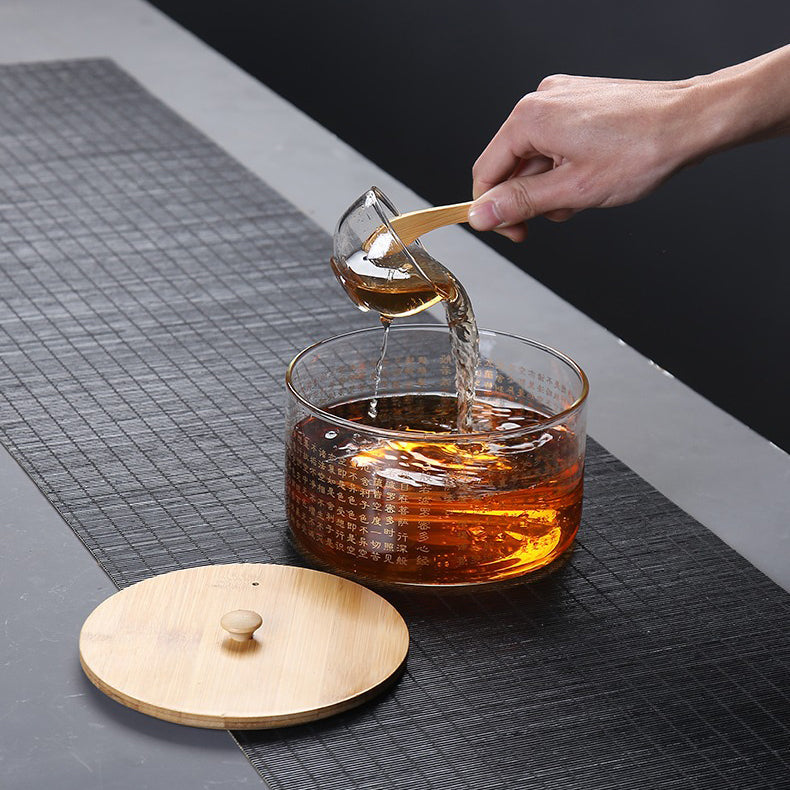 Heart Sutra Glass Tea Washer with Lid | Gongfu