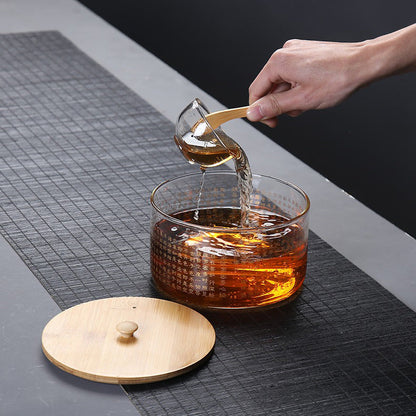 Heart Sutra Glass Tea Washer with Lid | Gongfu