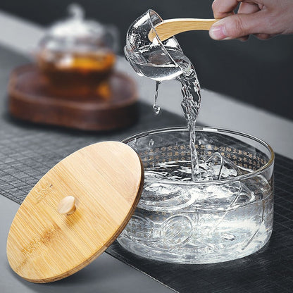 Heart Sutra Glass Tea Washer with Lid | Gongfu