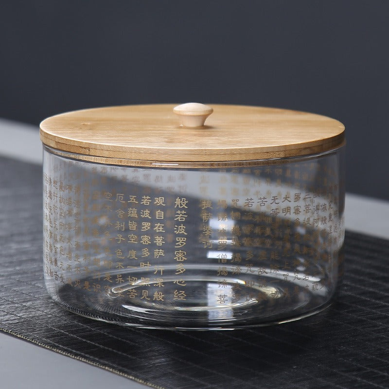 Heart Sutra Glass Tea Washer with Lid | Gongfu