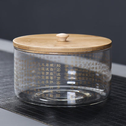 Heart Sutra Glass Tea Washer with Lid | Gongfu
