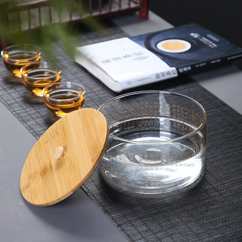 Heart Sutra Glass Tea Washer with Lid | Gongfu