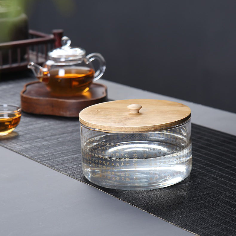 Heart Sutra Glass Tea Washer with Lid | Gongfu
