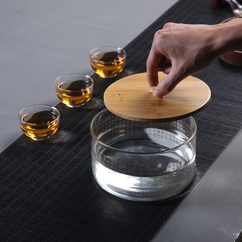 Heart Sutra Glass Tea Washer with Lid | Gongfu