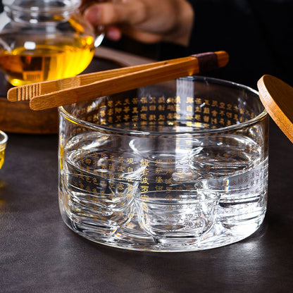 Heart Sutra Glass Tea Washer with Lid | Gongfu