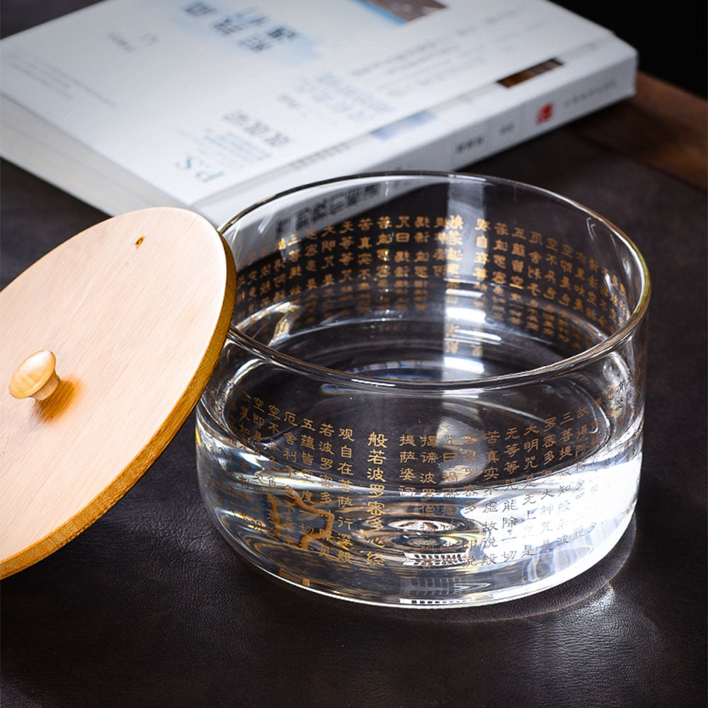 Heart Sutra Glass Tea Washer with Lid | Gongfu