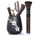 Gongfu Tea Set Ebony Wood Six Gentlemen Plum Blossom