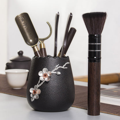 Gongfu Tea Set Ebony Wood Six Gentlemen Plum Blossom