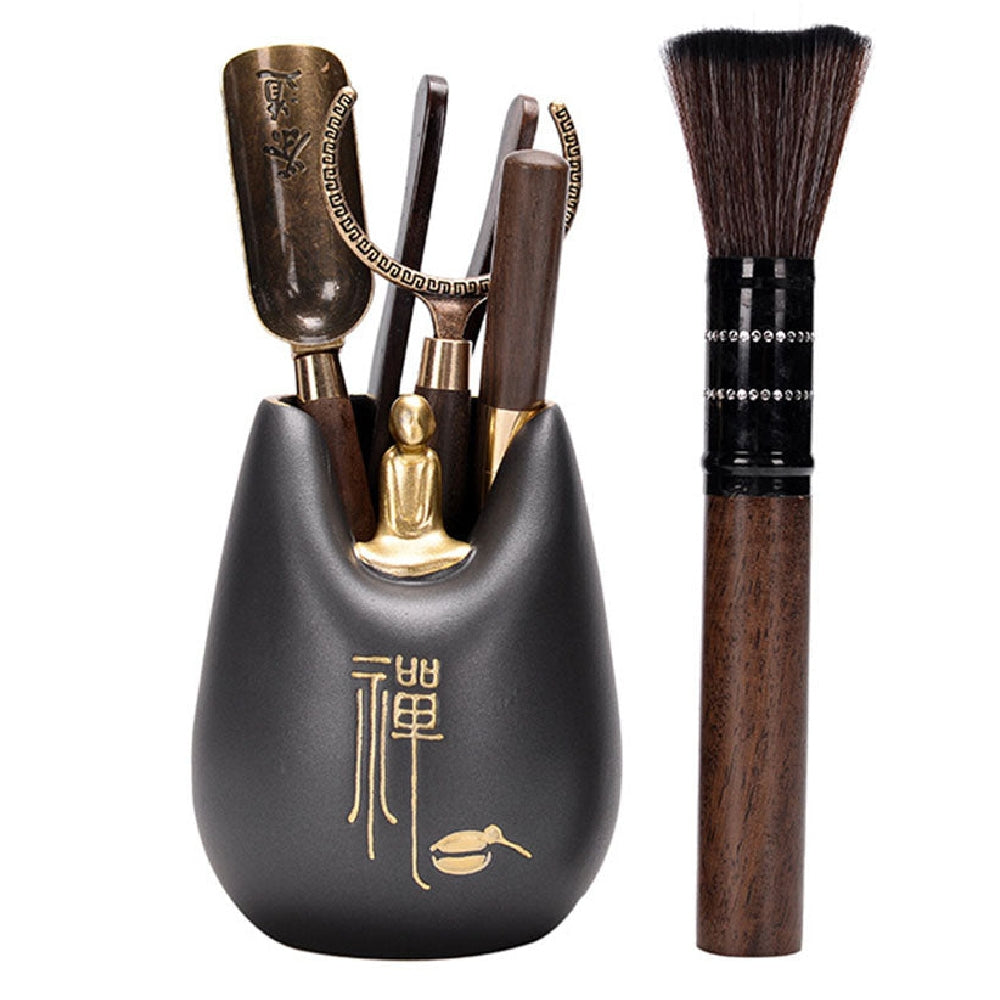 Gongfu Tea Ceremony Set Ebony Wood Six Gentlemen Monk
