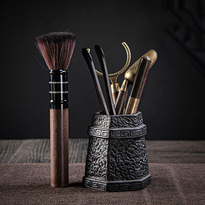 Ebony Wood Tea Utensil Set — Six Gentlemen & Stone Holder