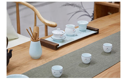 Pine Wood Tea Table Set with Chairs Chinese Gongfu Style