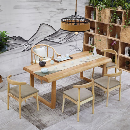 Pine Wood Tea Table Set with Chairs Chinese Gongfu Style