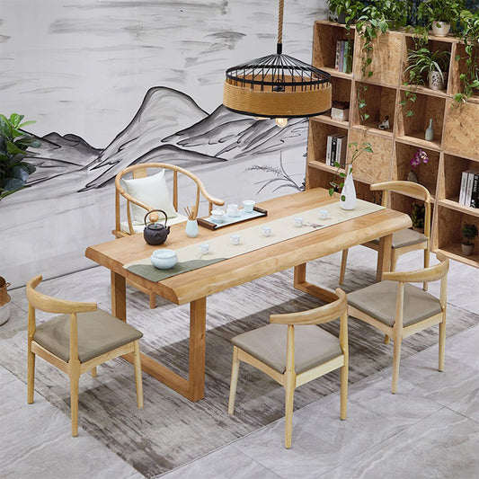 Pine Wood Tea Table Set with Chairs Chinese Gongfu Style