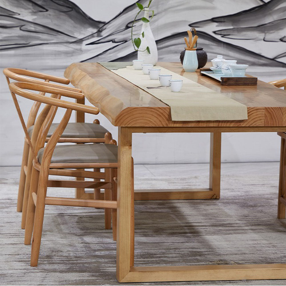 Pine Wood Tea Table Set with Chairs Chinese Gongfu Style