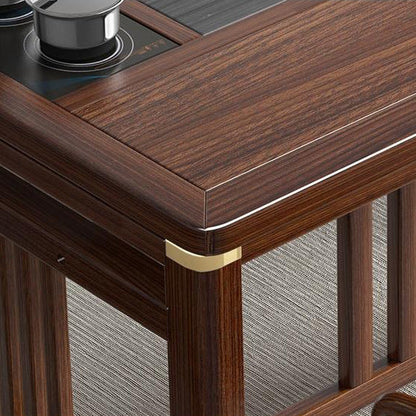 Solid Elm Wood Gongfu Tea Table Set — Zen Style