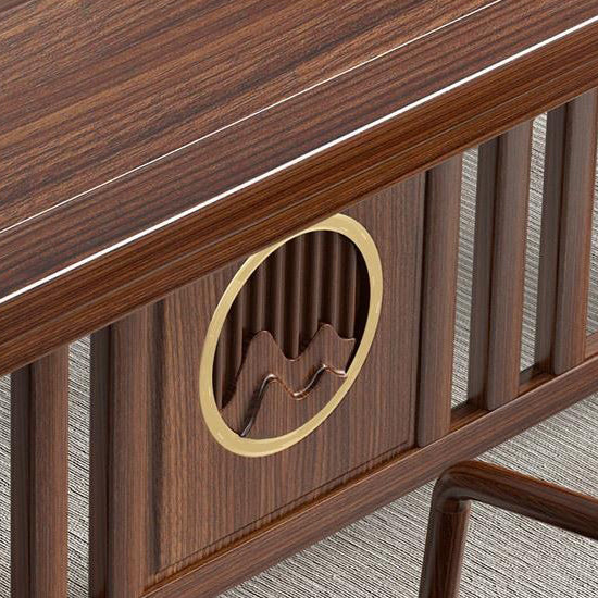 Solid Elm Wood Gongfu Tea Table Set — Zen Style
