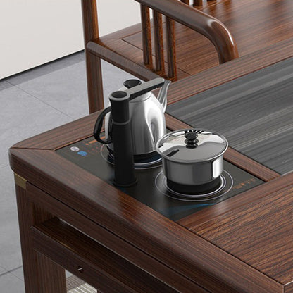 Solid Elm Wood Gongfu Tea Table Set — Zen Style