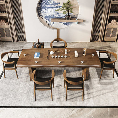 Tea Table Set | Solid Log Wood Tenon Mortise 5 Chairs Heater