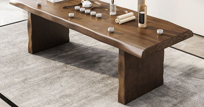 Tea Table Set | Solid Log Wood Tenon Mortise 5 Chairs Heater