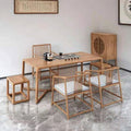 Elm Wood Tea Table Set with Chairs Cabinet Gongfu