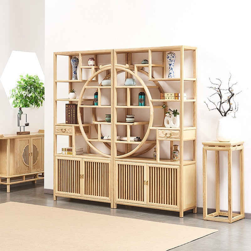 Wood Curio Cabinet Display Shelf Tenon-Mortise – 196cm