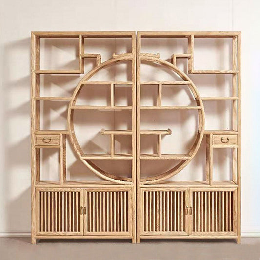Wood Curio Cabinet Display Shelf Tenon-Mortise – 196cm