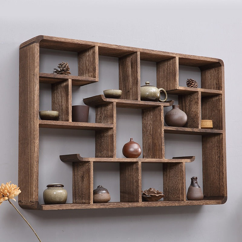 Wall Hanging Curio Cabinet Paulownia Wood Display Shelf 130cm