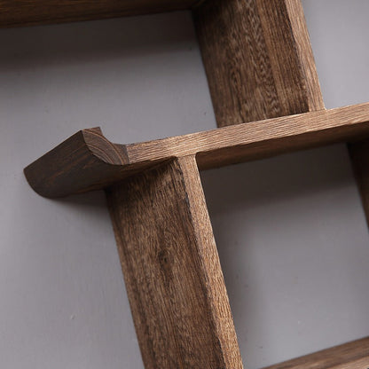 Wall Hanging Curio Cabinet Paulownia Wood Display Shelf 130cm