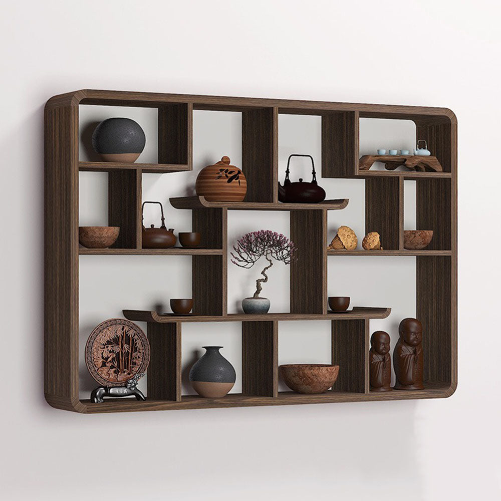 Wall Hanging Curio Cabinet Paulownia Wood Display Shelf 130cm