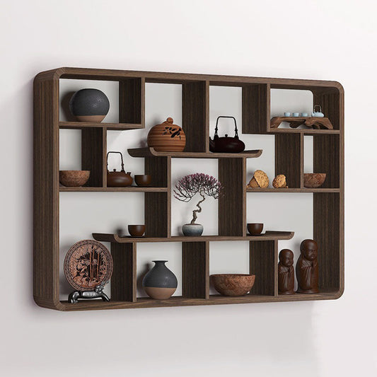 Wall Hanging Curio Cabinet Paulownia Wood Display Shelf 130cm